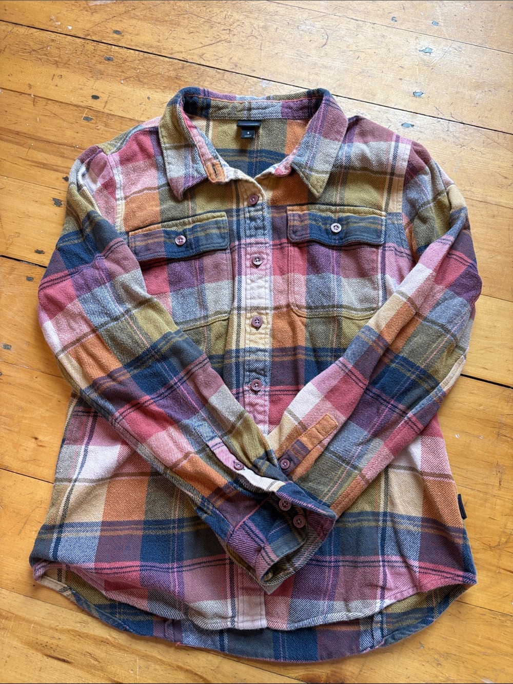 Patagonia Multicolor Plaid Flannel Butto-Down Shirt Jacket - Pink, Blue, Mustard